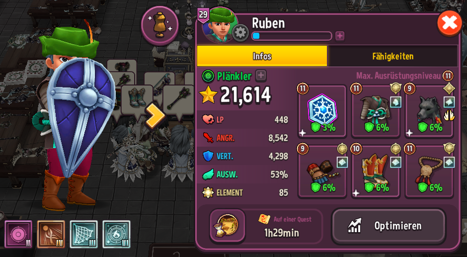 Zwischenstand bei Stufe 29 und 22k Sternen