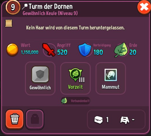 Ansicht des Gegenstandes in verzauberter Form